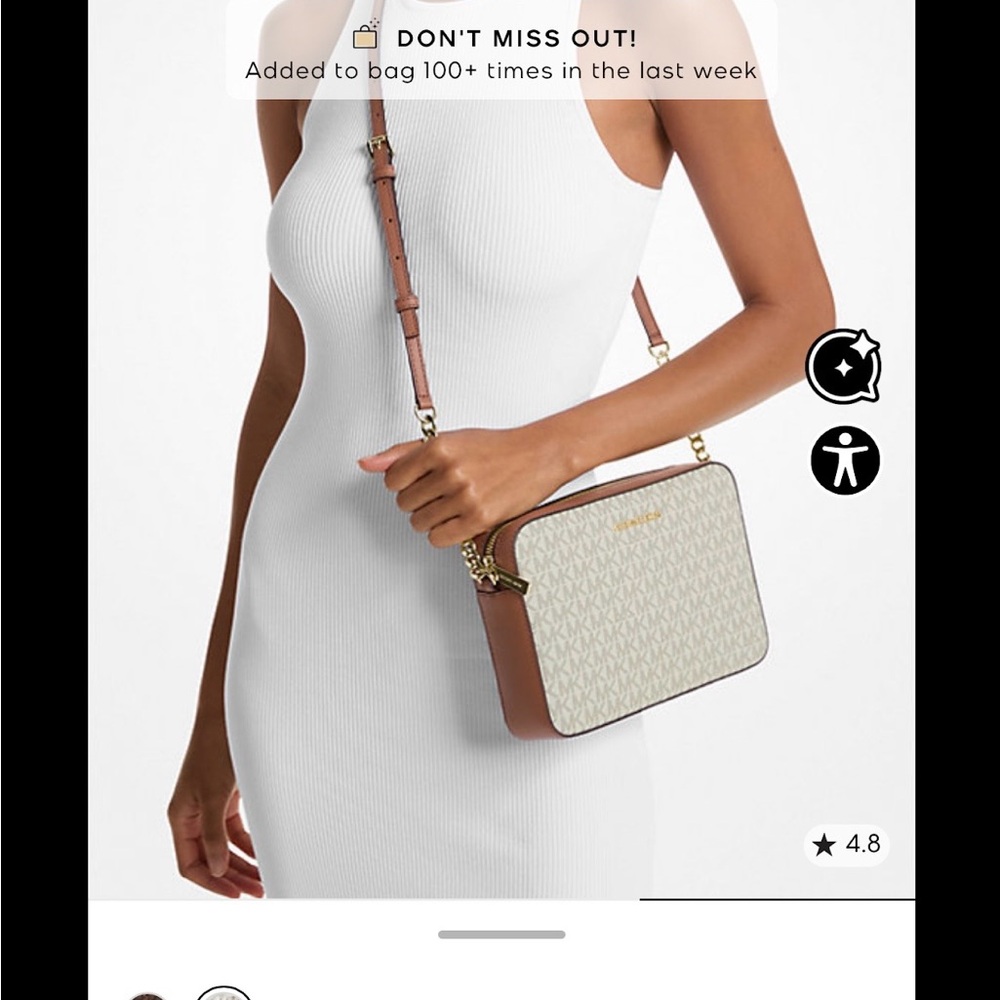 Brown and Cream Women's Crossbody Bag